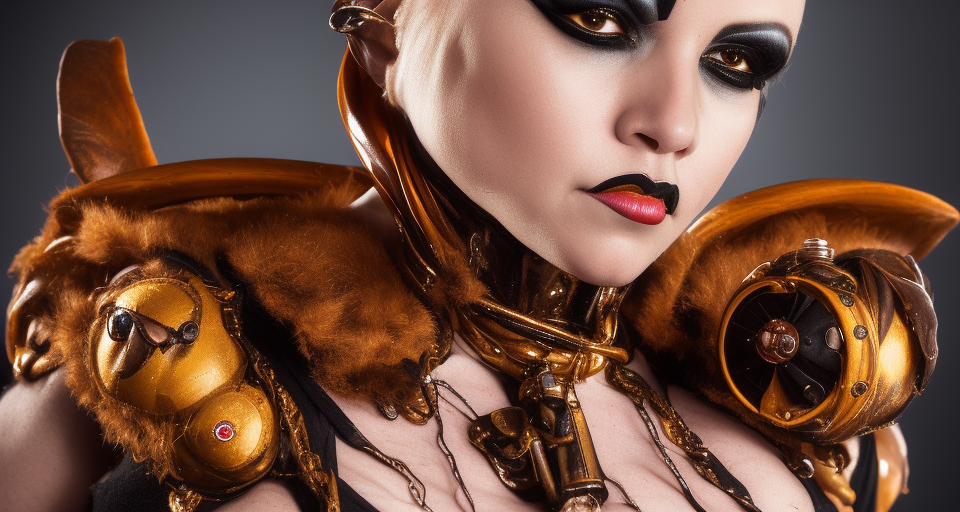 A performer is clearly brooding for hornet gears at the world renowned Carnivai, a steampunk circus.
